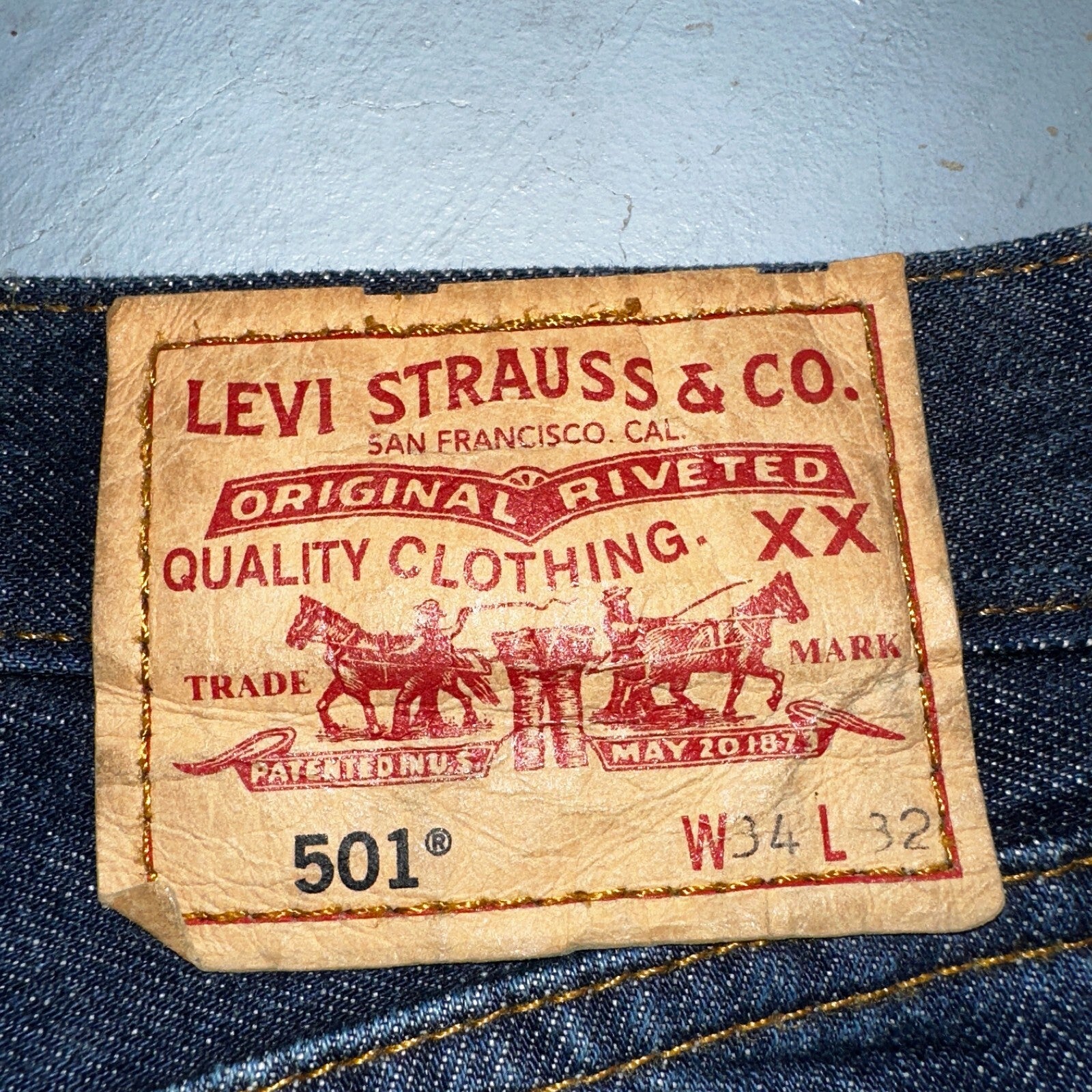 Levis 501 Vintage Y2K XX Straight Leg Jeans Blue Dark Wash 34x32 Act 35x31