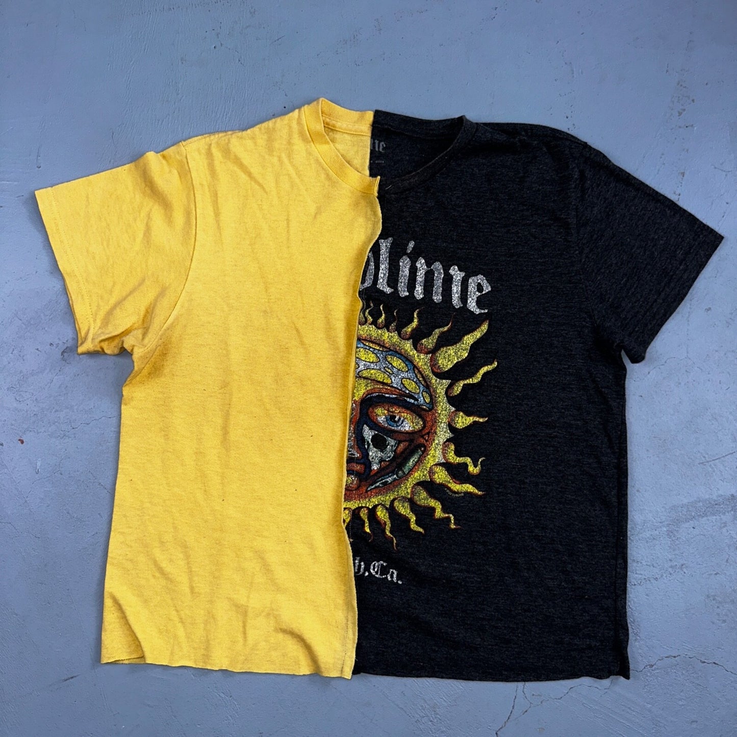 Sublime Split Cut Sewn VTG Style T Shirt Y2K Custom Unique Band Rock Nirvana