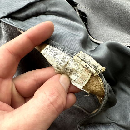 VTG 60s 50s Penneys Rockabilly Gray Wool Long Trench Coat Sz 40 Long Blazer