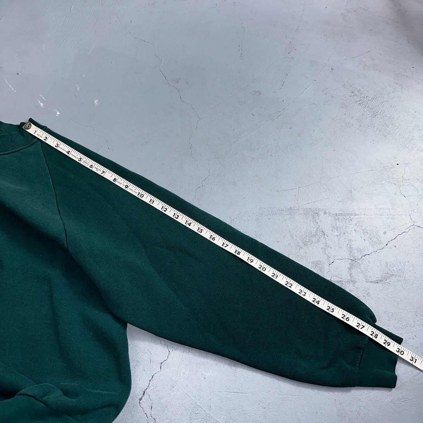 1980s VTG Green Sport Blank Sweatshirt USA Crewneck Basic 80s Jumper