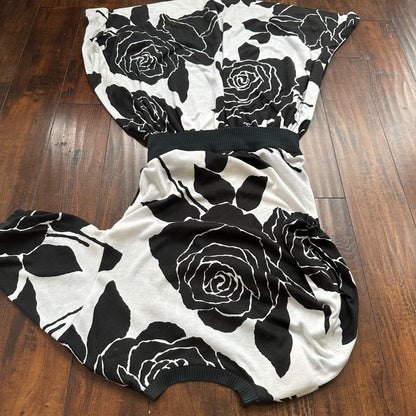 Vintage Hartsville women's Small Rose Pattern Long sleeve 80s S Fishtail Dress