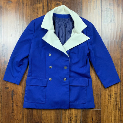 Vintage USA Rockabilly Womens Dress Jacket Blue 60s 70s Top Blazer Sanforized