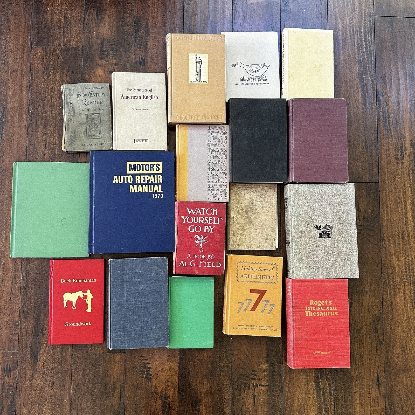 Lot 18 Cool Old Vintage Antique Rare Hardcover Random Books Green Coffee Table