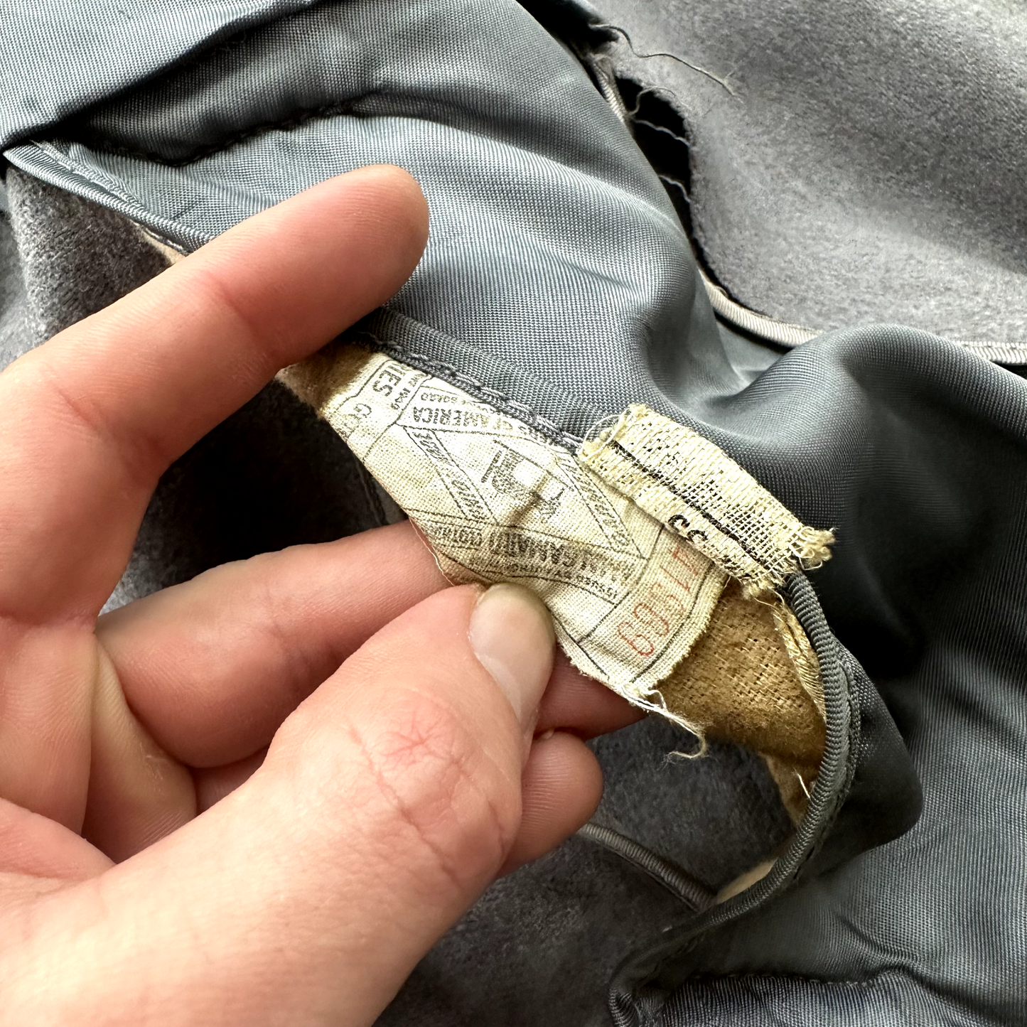 VTG 30s 40s Cravenette Gray Wool Long Trench Coat Sz 40 Long Pennys WWII era USE