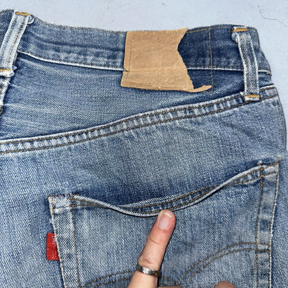 Levis 501 VTG 70s SS Redline Selvedge Jeans XX Blue Med Wash Patched Act 31x28