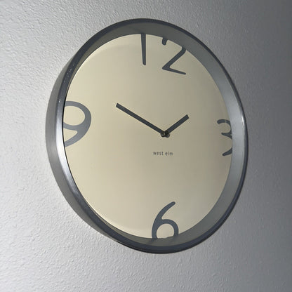 West Elm Modern 12 Inch Wall Clock Display Hotel Office Minimalist MCM Vtg DWR