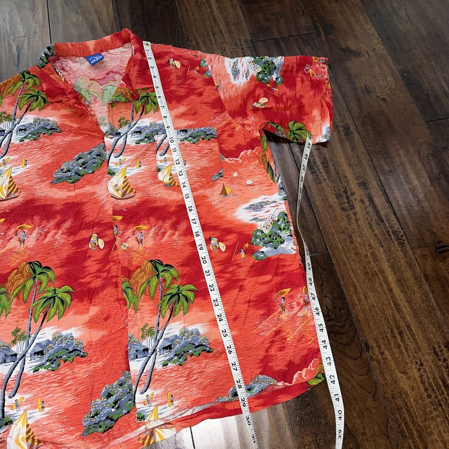 VTG OCEAN PACIFIC OP SHIRT HAWAIIAN ALOHA Rare 80s 70s Red All Over Print Crazy