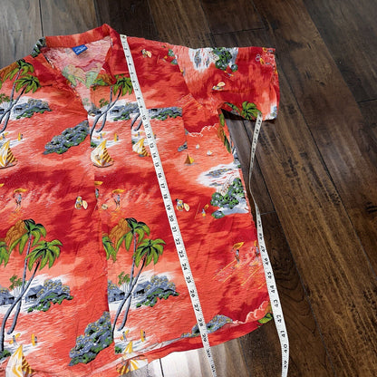 VTG OCEAN PACIFIC OP SHIRT HAWAIIAN ALOHA Rare 80s 70s Red All Over Print Crazy