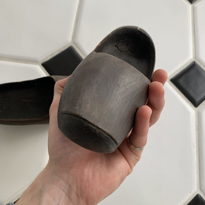 Antique Primitive Early Carved Wood Pair Clogs Shoes 1919 France Dutch Slippers