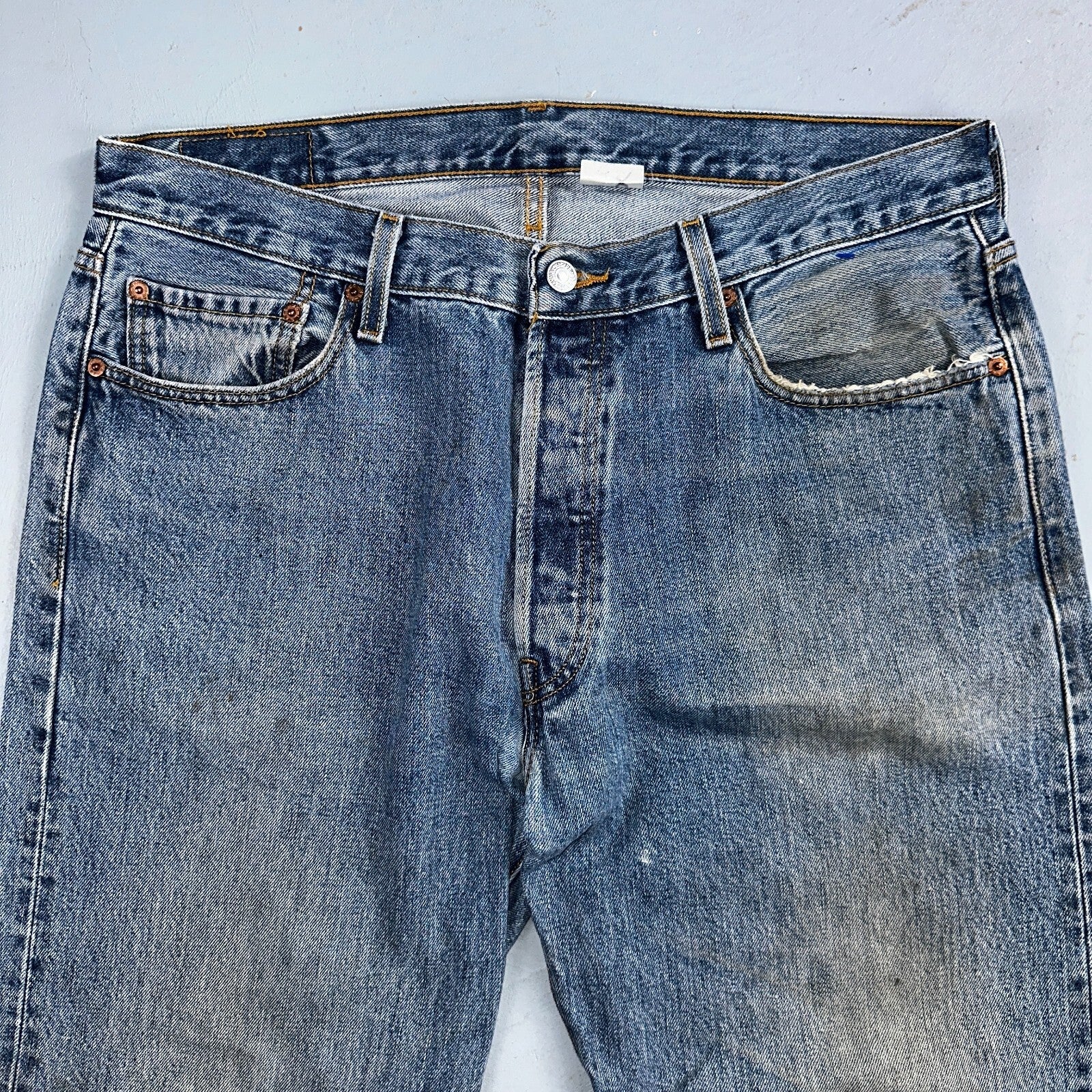 Levis 501 Vintage Y2K XX Straight Leg Jeans Blue Med Wash 36x34 Act 35x34
