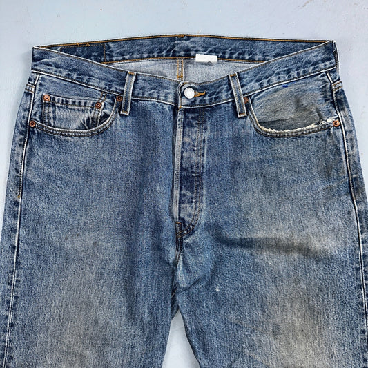 Levis 501 Vintage Y2K XX Straight Leg Jeans Blue Med Wash 36x34 Act 35x34
