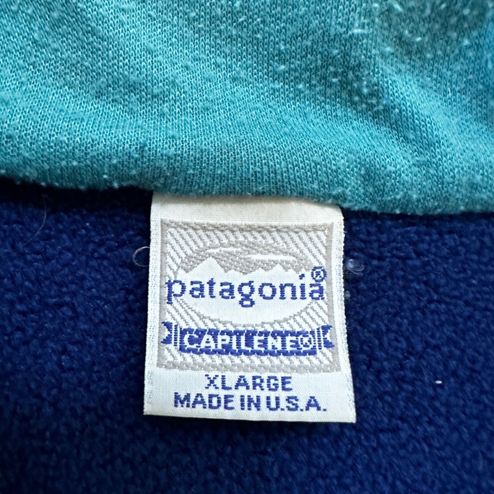 Vintage Patagonia Capilene Shirt Top 1/4 Zip w/ Collar Blue USA Made XL