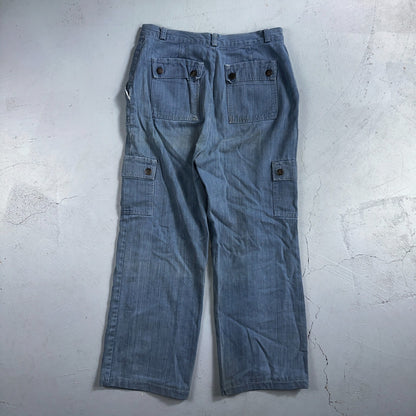 VTG 70s Jeans Canvas High Waist Sears Military Style P44 29x25 Capri HBT Rare
