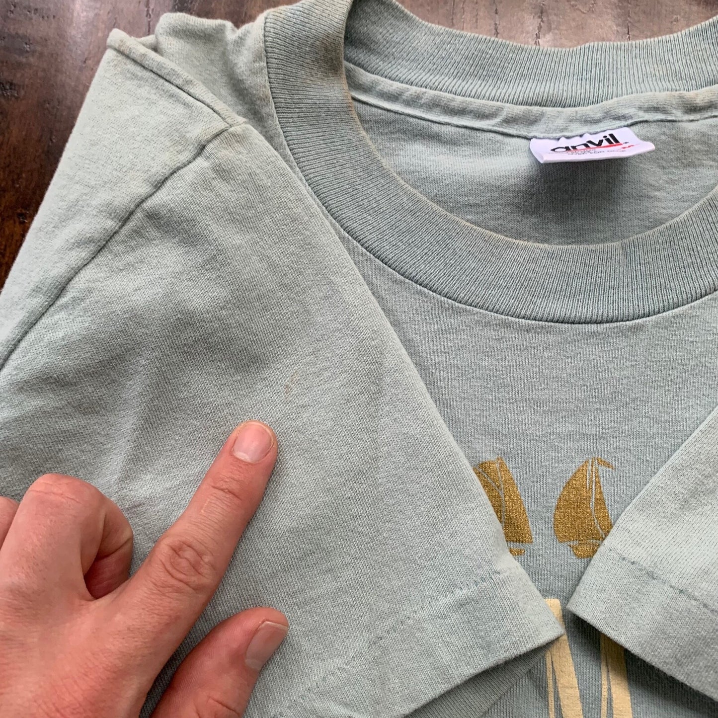 Bermuda Triangle Vintage T Shirt Creepy Nirvana Grunge Rap Green Sail Boat Cool 