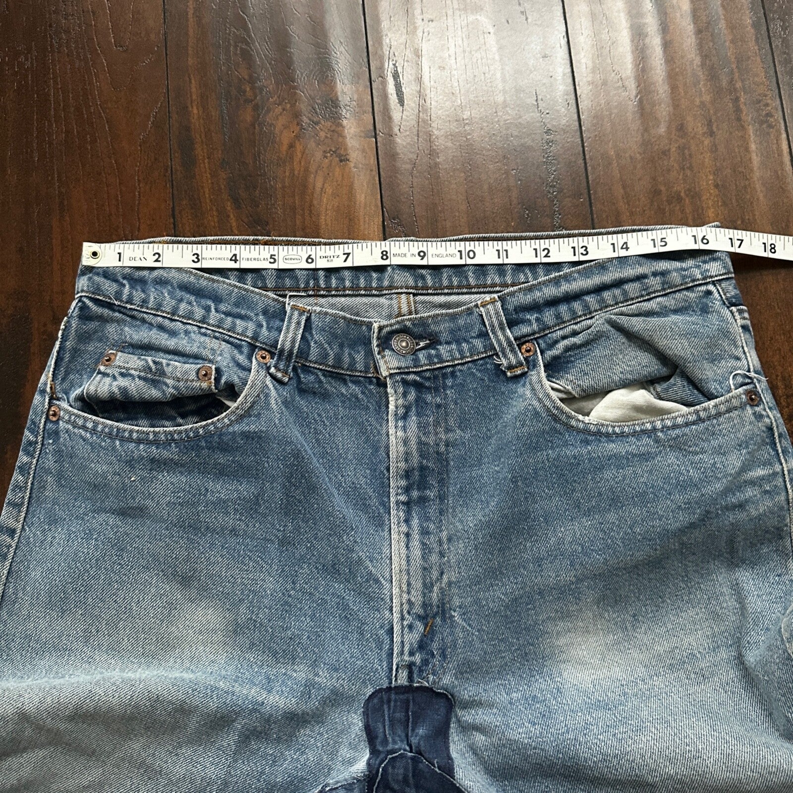 Vintage 80s Levis 505 36x36 USA Blue Jeans 501 Act 33x34 Light Wash