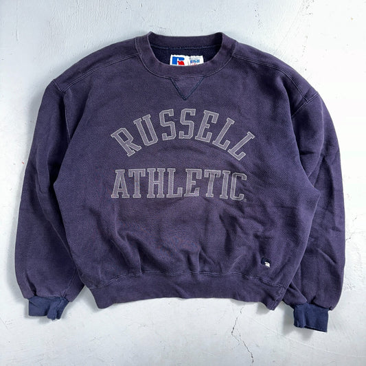 Russell Athletic USA Sweatshirt Crewneck Purple Navy 80s 90s Jumper Warm Up V