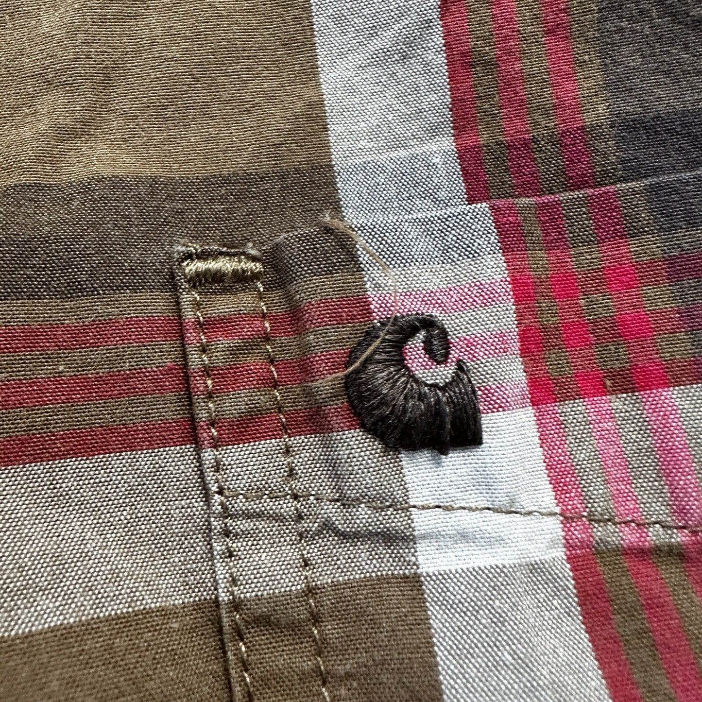 Carhartt Shirt Men M Brown Plaid Button Down Shirt Long Sleeve Casual Outdoor