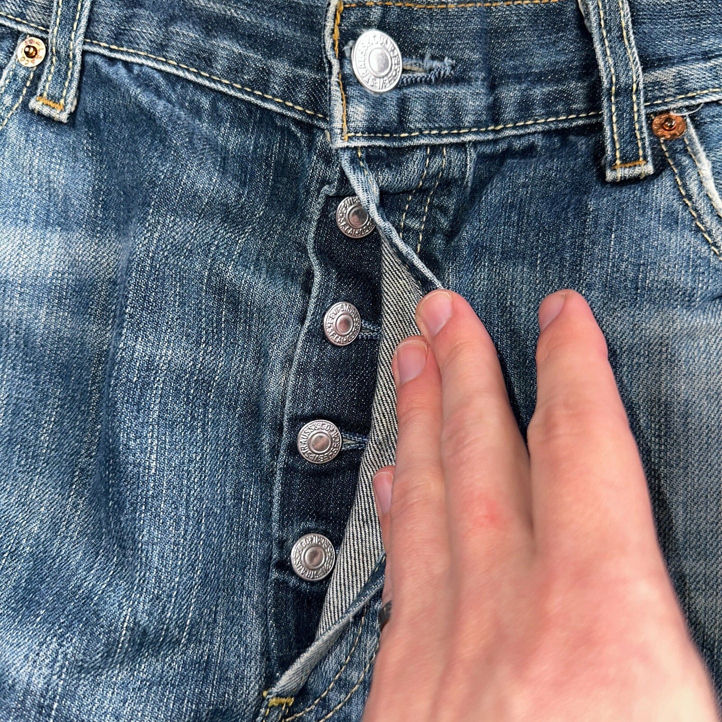 Levis 501 Vintage Y2K XX Straight Leg Jeans Blue Crazy Wash 36x34 Act 34x31