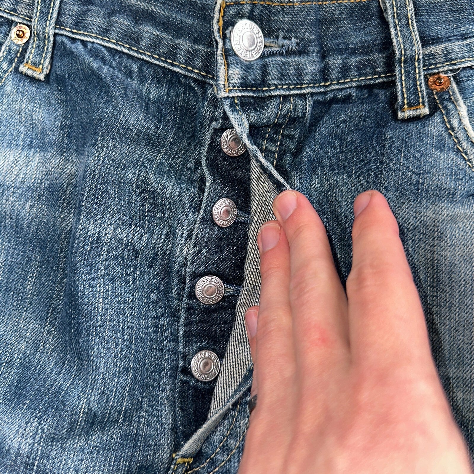 Levis 501 Vintage Y2K XX Straight Leg Jeans Blue Crazy Wash 36x34 Act 34x31