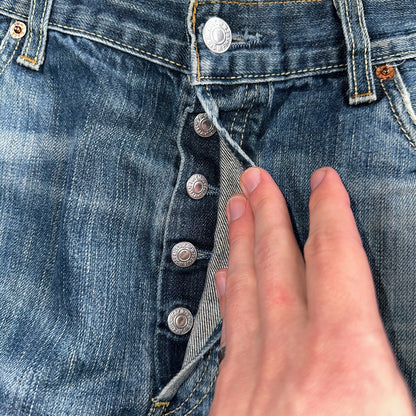 Levis 501 Vintage Y2K XX Straight Leg Jeans Blue Crazy Wash 36x34 Act 34x31