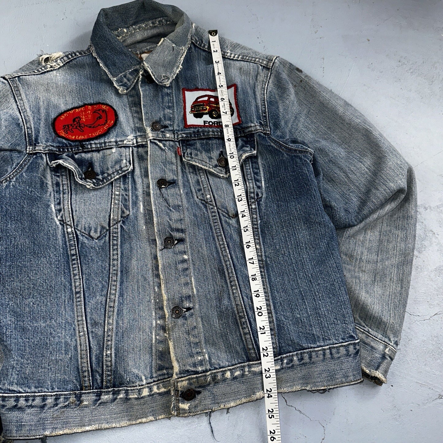 Levis VTG Denim Size 42 Type 3 III Trucker Jean Jacket Thrashed 1970s 70s Patch