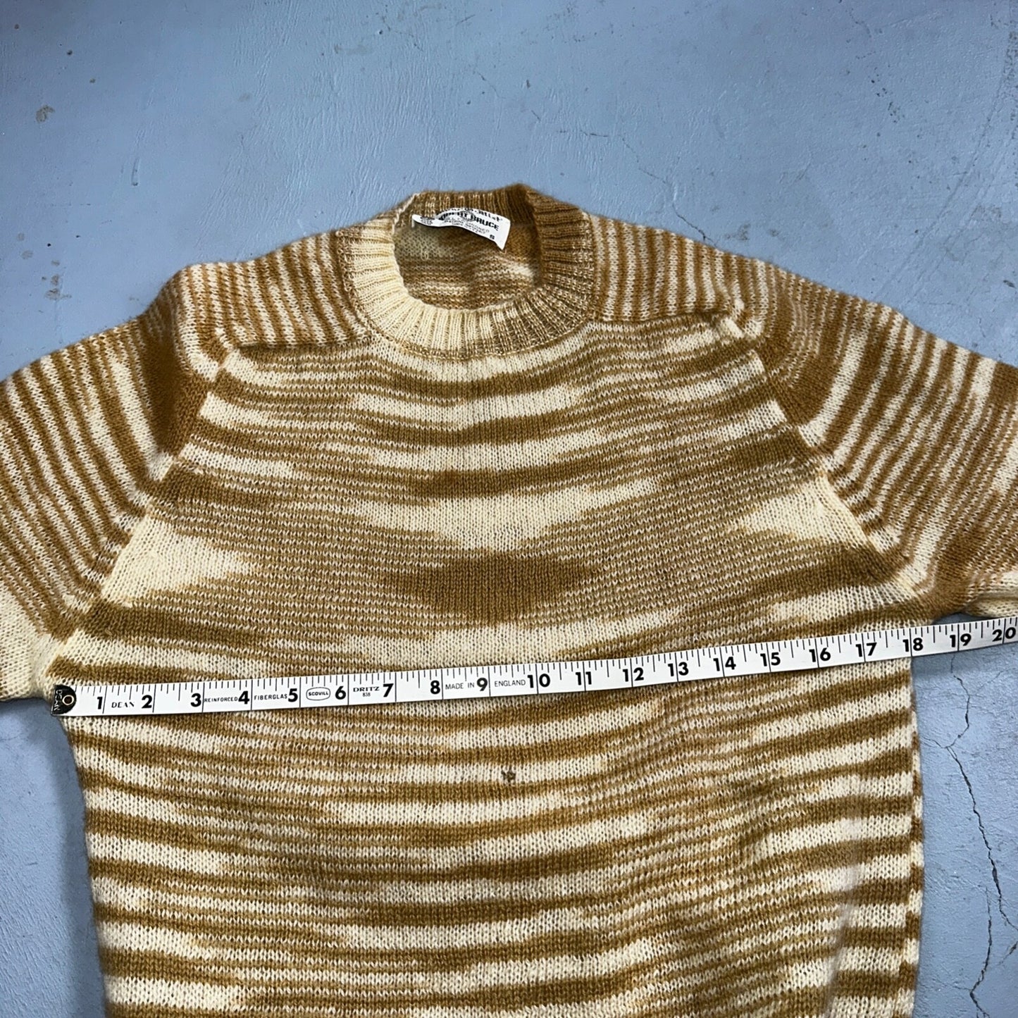 Robert Bruce 1970s Vintage Wool Cardigan Sweater Yellow Mustard Brown Aztec USA