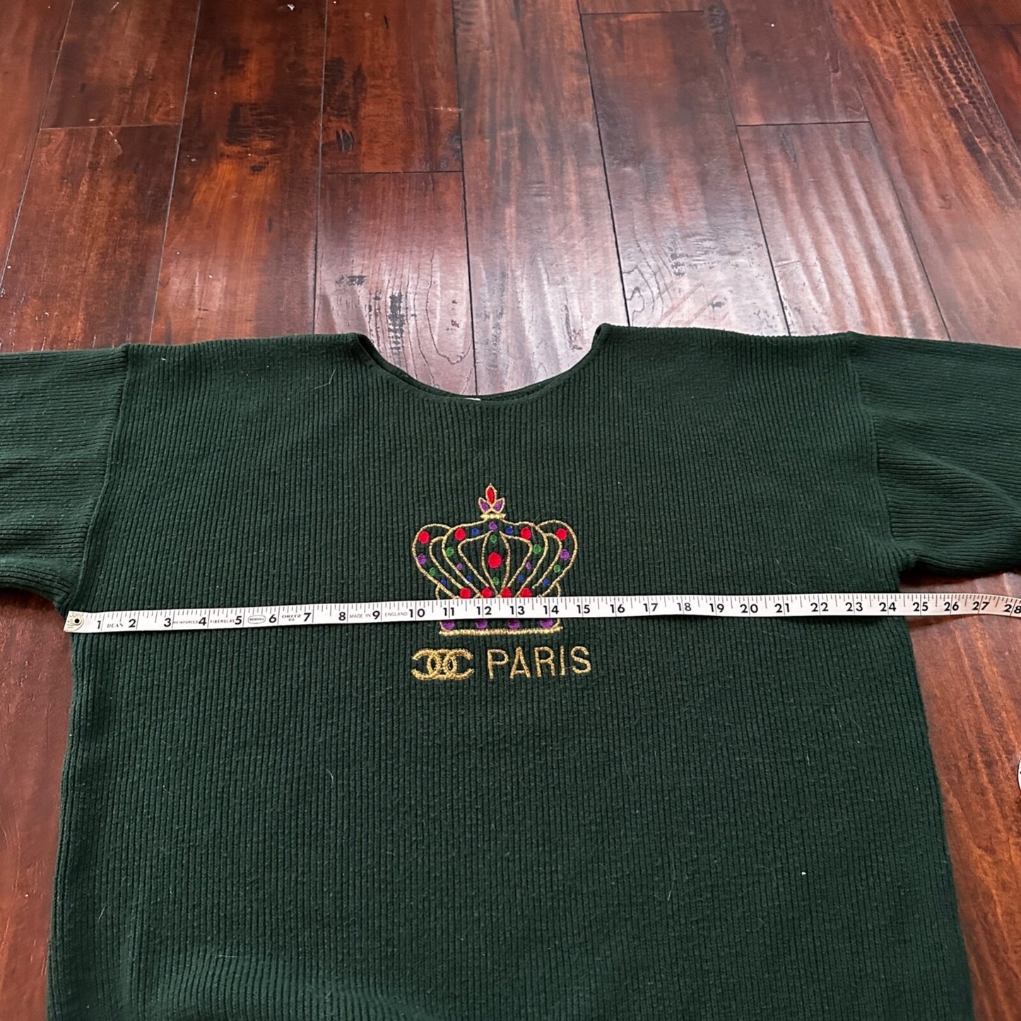 VTG 1960s Paris Women’s Green Sweater Rockabilly Sportswear Designer 60s 70s