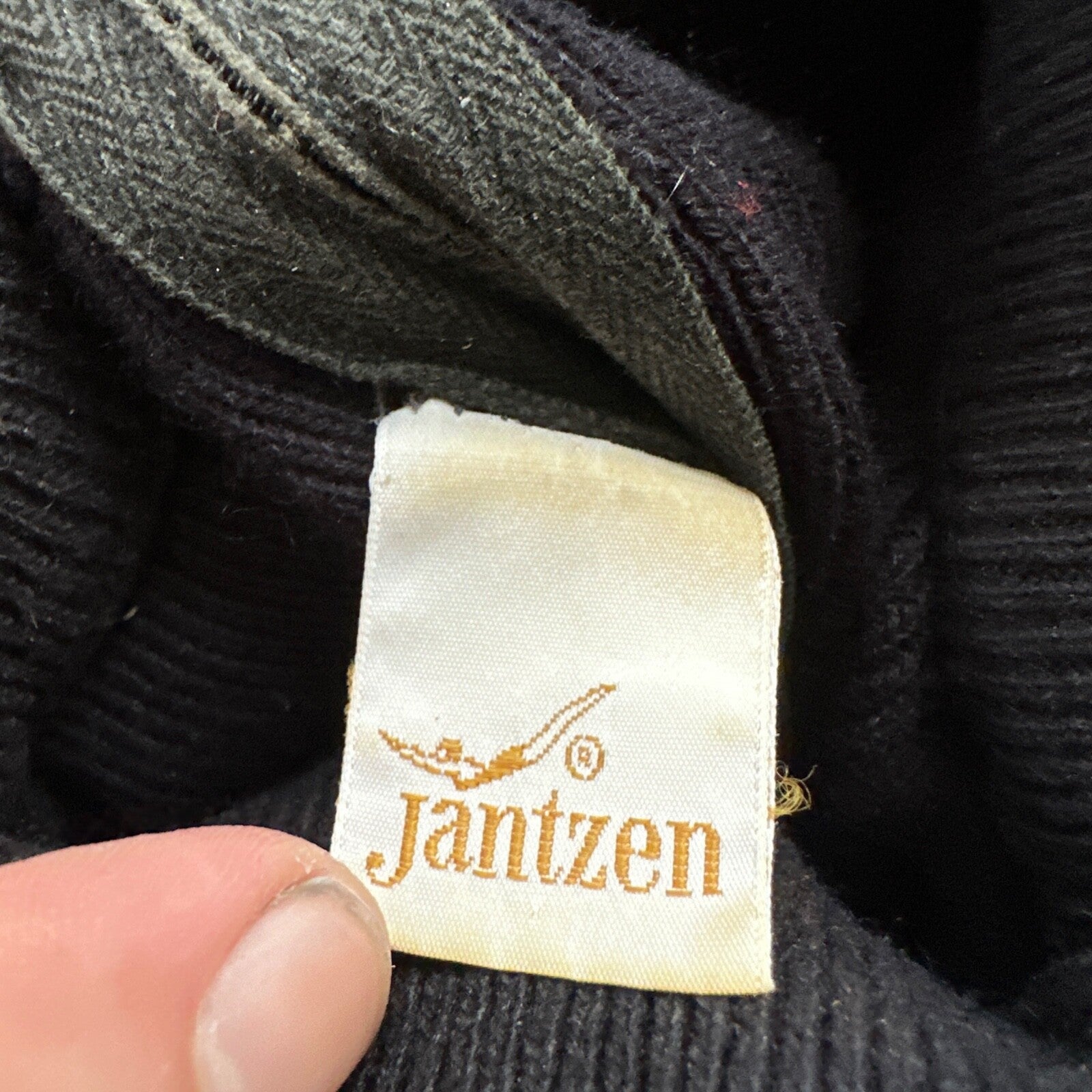 VTG Jantzen Womens Wool Crew Neck Long Sleeve Black Sweater Rockabilly 1960s