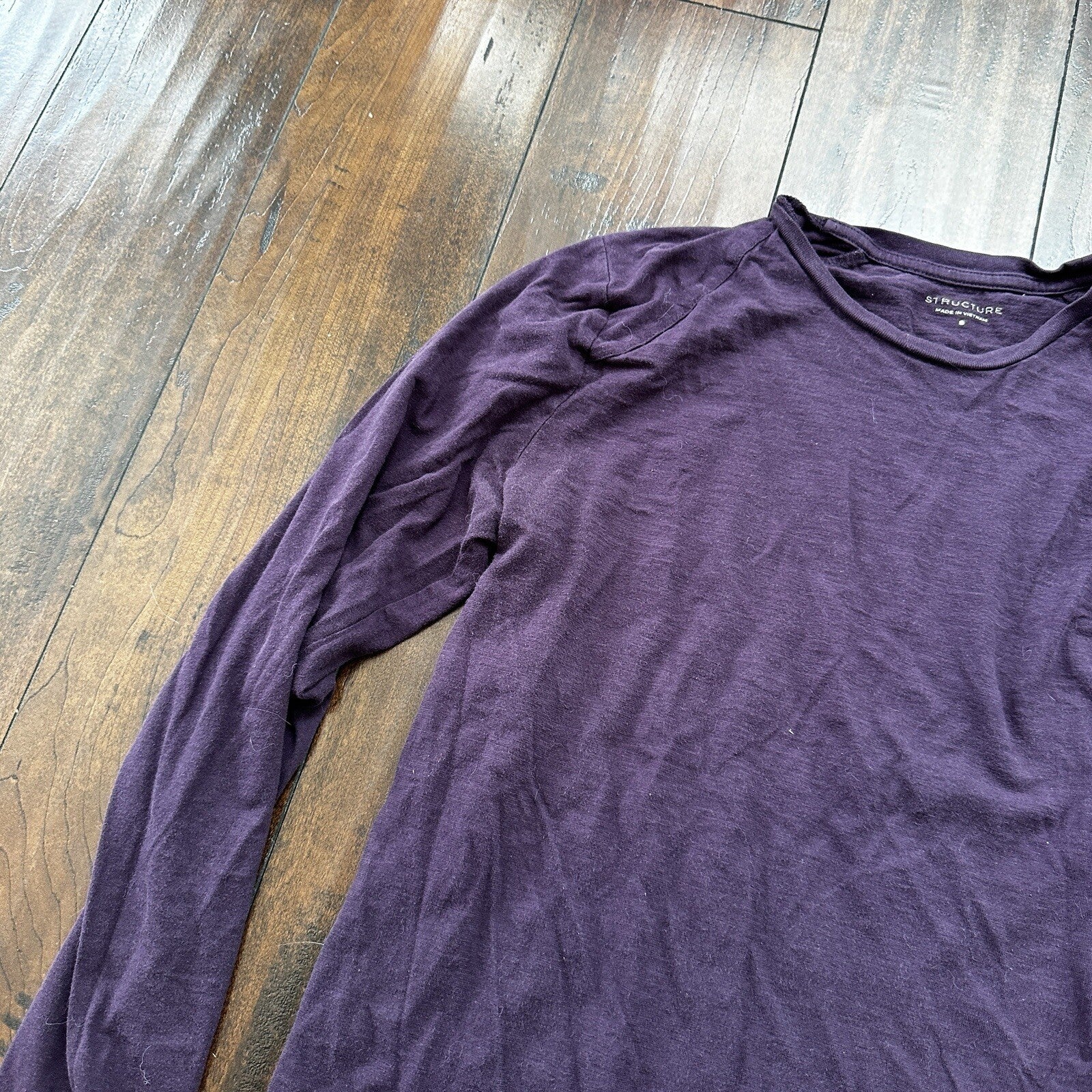 Structure Men's Long-Sleeve Slim Fit T-Shirt - Purple Basic Blank Small