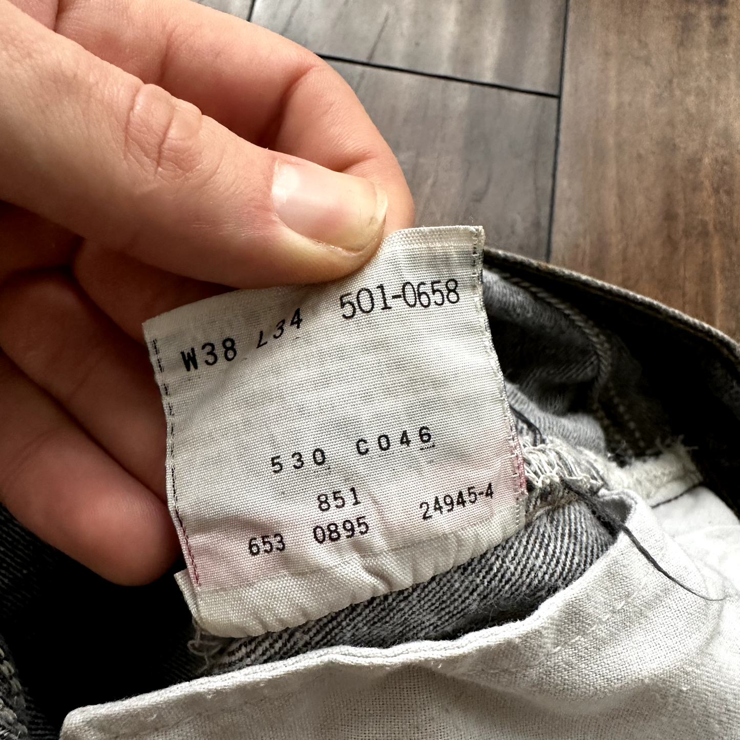 Vintage Levis 501 Button Fly 90s Tag Jeans Black Gray 80s 38x34 Act 35x32