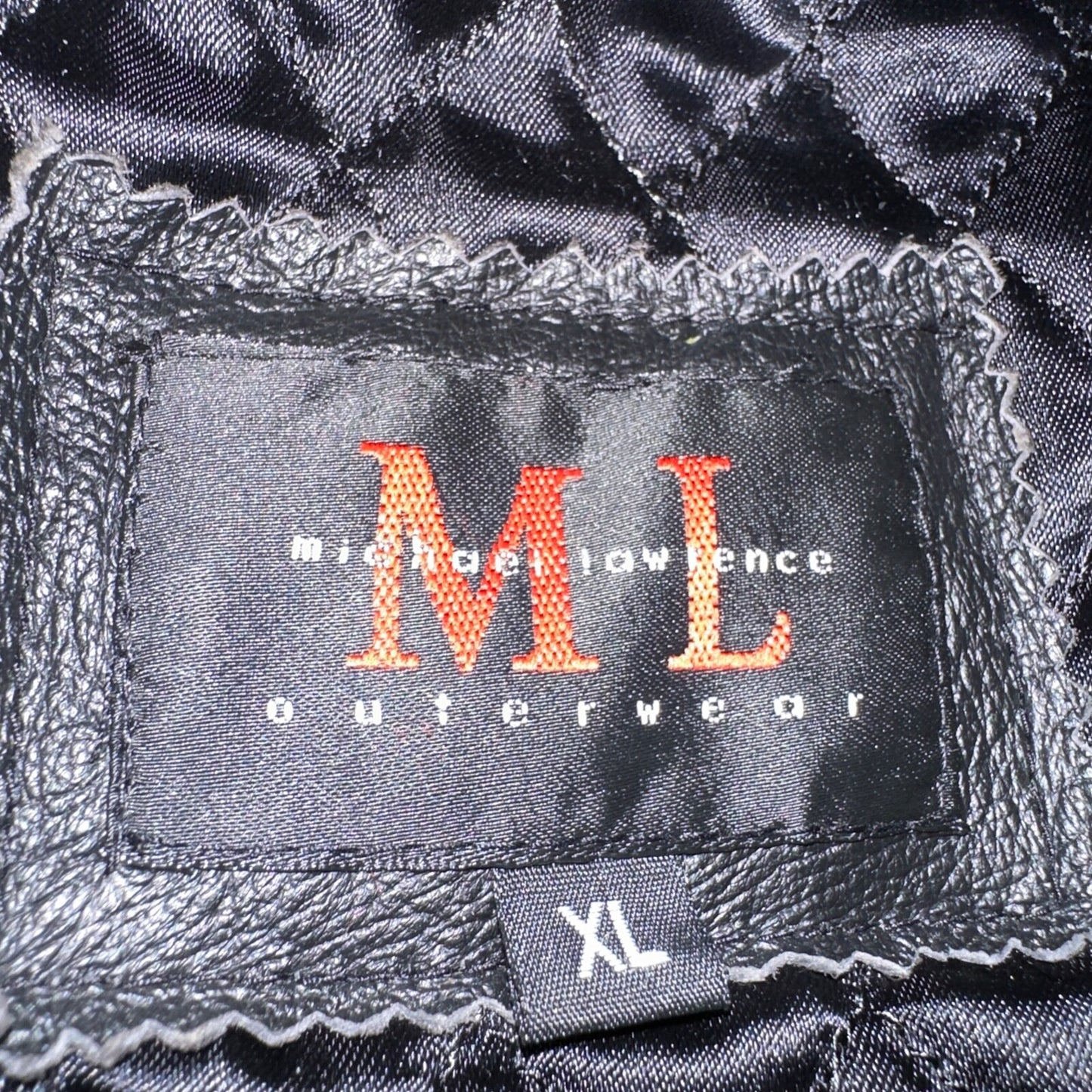 Michael Lawrence 100% Leather Jacket Coat-Quilted -Black-Very Soft-Men's XL VTG