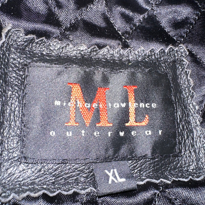 Michael Lawrence 100% Leather Jacket Coat-Quilted -Black-Very Soft-Men's XL VTG