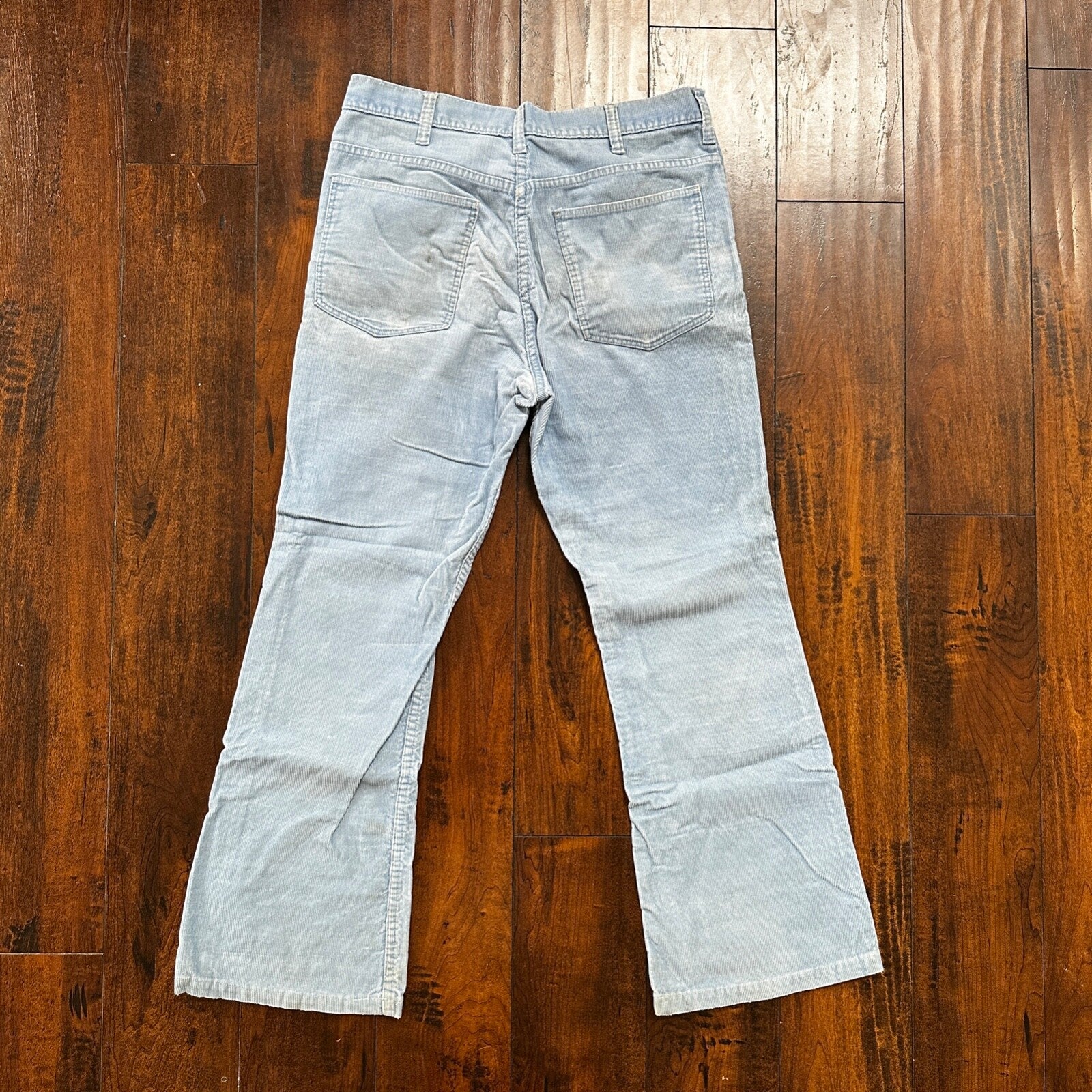 VTG 684 Corduroy Pants Bell Bottom USA 32x27 Boot Cut 1970s 70s Blue Talon