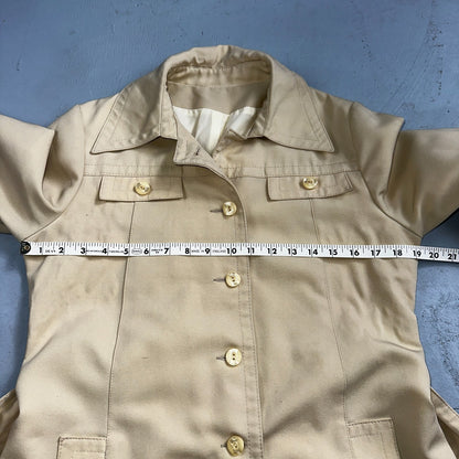 Puget Sounder Beige Canvas Belted Trench Coat Rockabilly 1960s 60s Womens