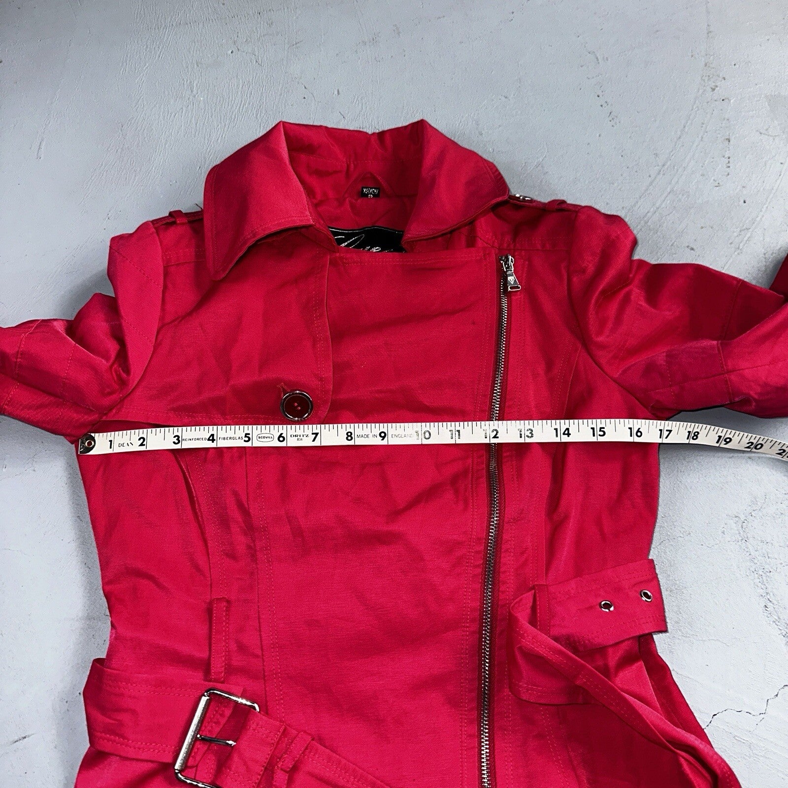 GUESS Pink Belted Peacoat Wmn Sz XS VTG Button Detail Zipper Trench Cute