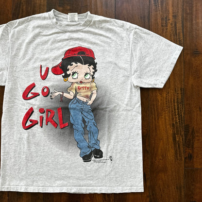 Betty Boop Hot Girl Vintage T Shirt Oneita Single Stitch Grey U GO Girl Rap