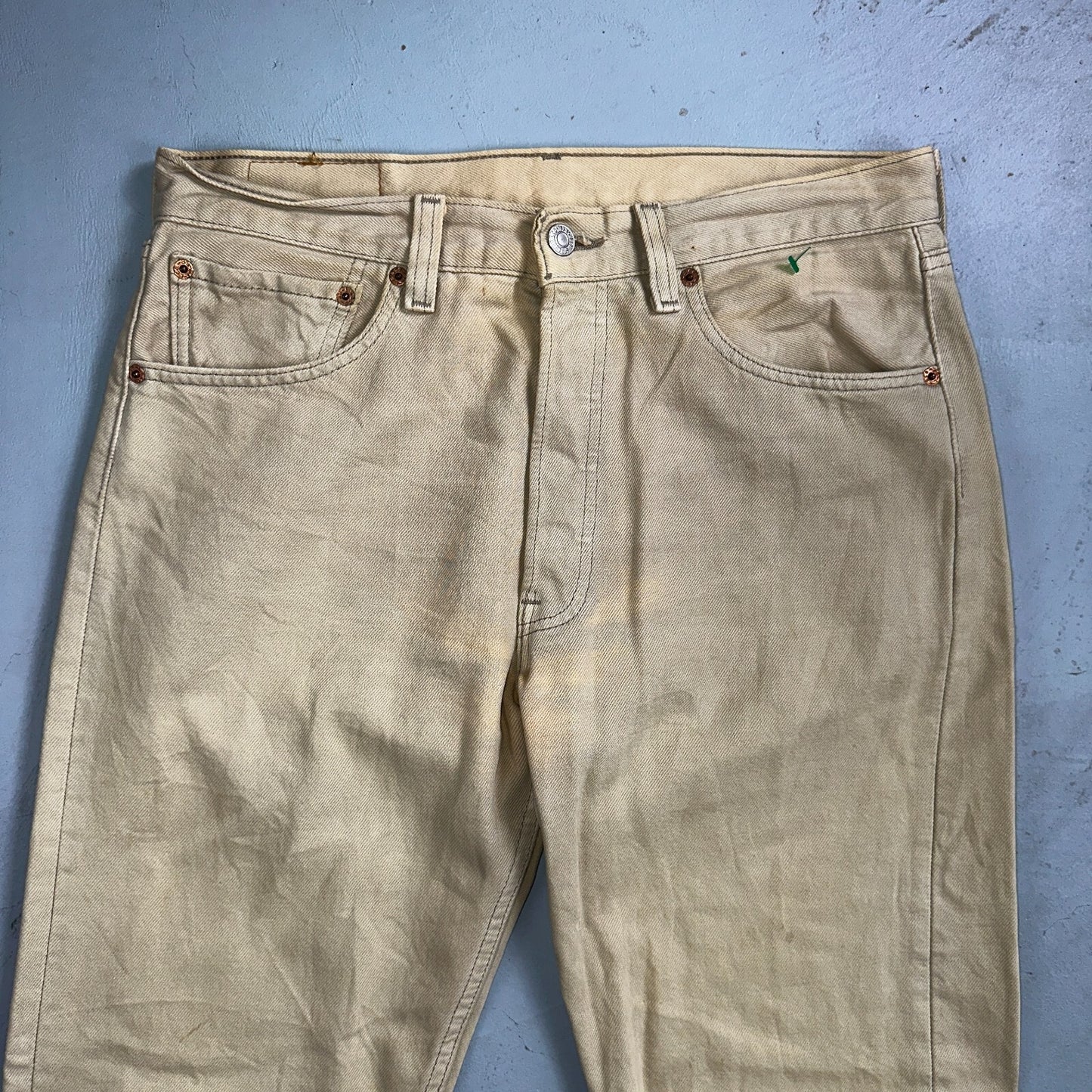 Levis 501 Vintage 90s USA XX Straight Leg Jeans Khaki Light Wash 31x30 Act 31x29