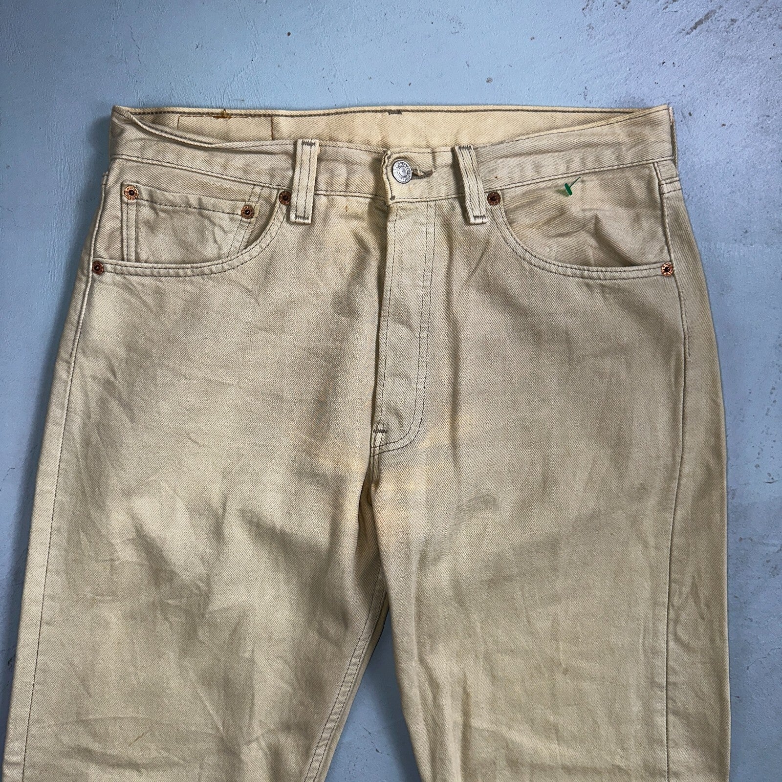 Levis 501 Vintage 90s USA XX Straight Leg Jeans Khaki Light Wash 31x30 Act 31x29