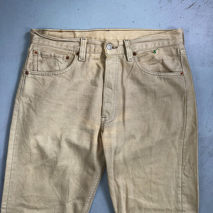 Levis 501 Vintage 90s USA XX Straight Leg Jeans Khaki Light Wash 31x30 Act 31x29