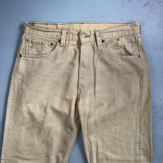Levis 501 Vintage 90s USA XX Straight Leg Jeans Khaki Light Wash 31x30 Act 31x29