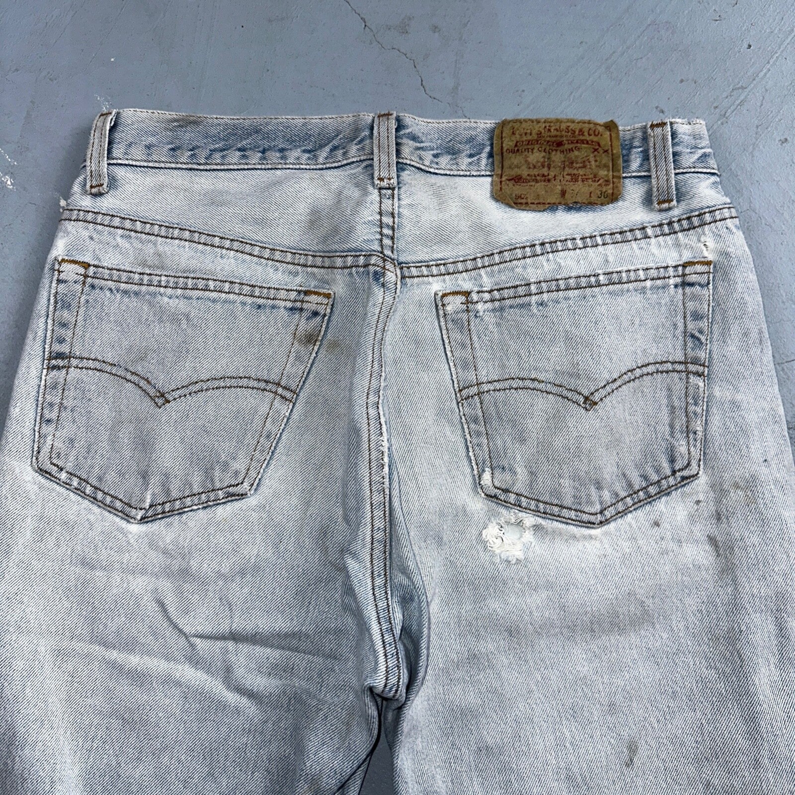 Levis 501 Vintage 90s USA XX Straight Leg Jeans Blue Light Wash 34x36 Act 31x32