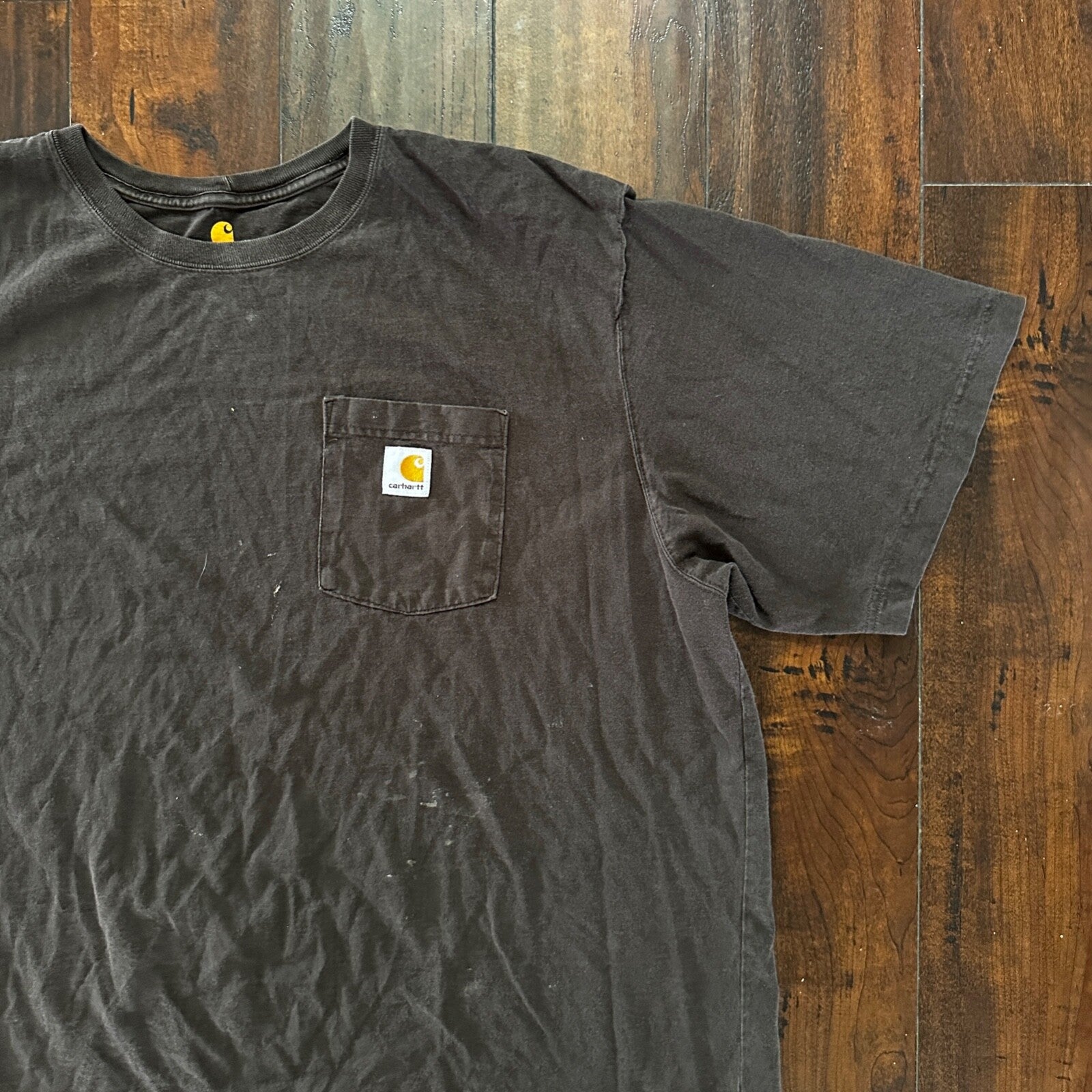 CARHARTT K87 DKB DARK BROWN SHORT SLEEVE POCKET TSHIRT MENS 2X Thrashed