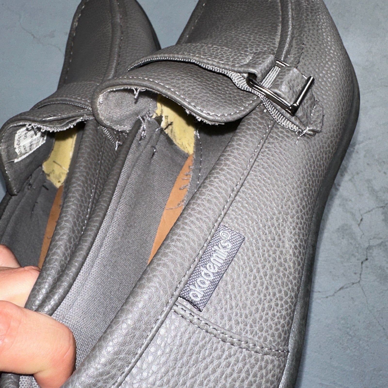 AKADEMIKS Men's Gray Faux Leather Roger Slip-On Driving Loafers SZ 12