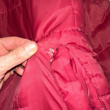 Haband Jacket Mens Red Barn Chore Puffer Coat Hood Zip Up Scovill 70s Fur Lined