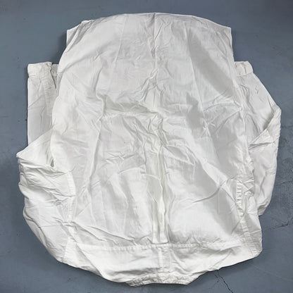 Vintage J Peterman Poet Shirt Men M White Popover Button Down Shirt Collar Less