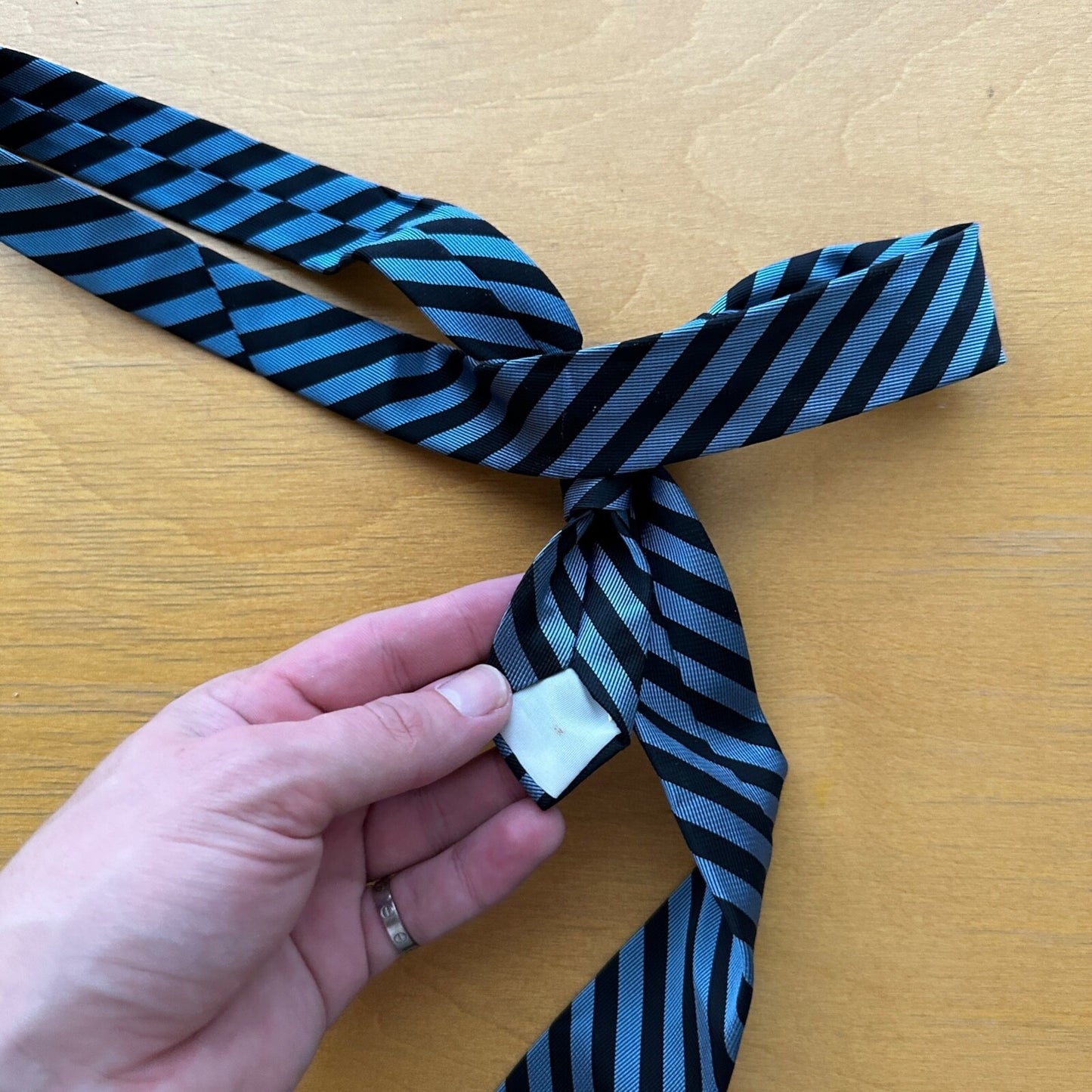 Vintage 1960s Tie Navy Light Blue Stripes 60s Rockabilly Wedding Casual