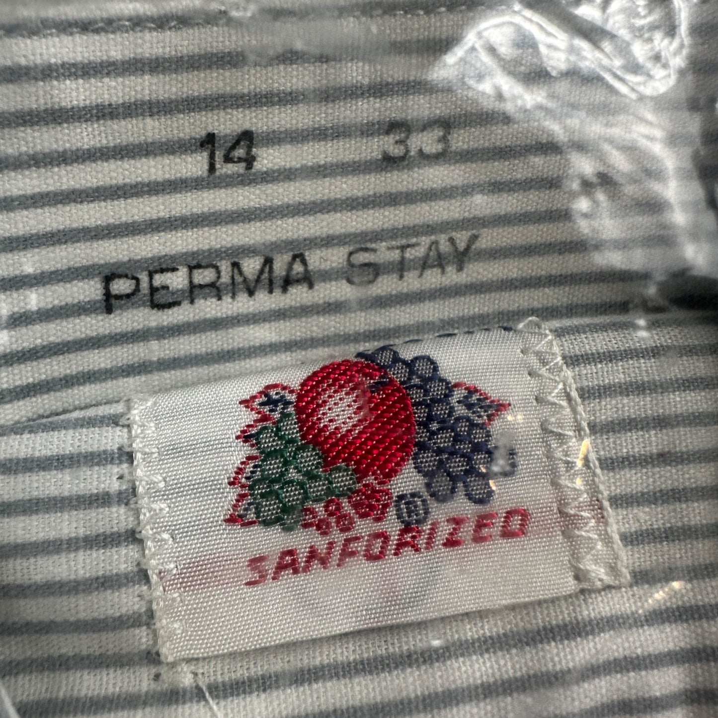 VTG Fruit of the Loom Sanforized Button Up Shirt Mens 1950s 14 NOS Rockabilly