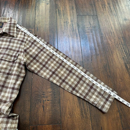 VTG 1950s Pendleton Board Shirt Loop Virgin Wool Plaid Flannel Shirt 50s Brown
