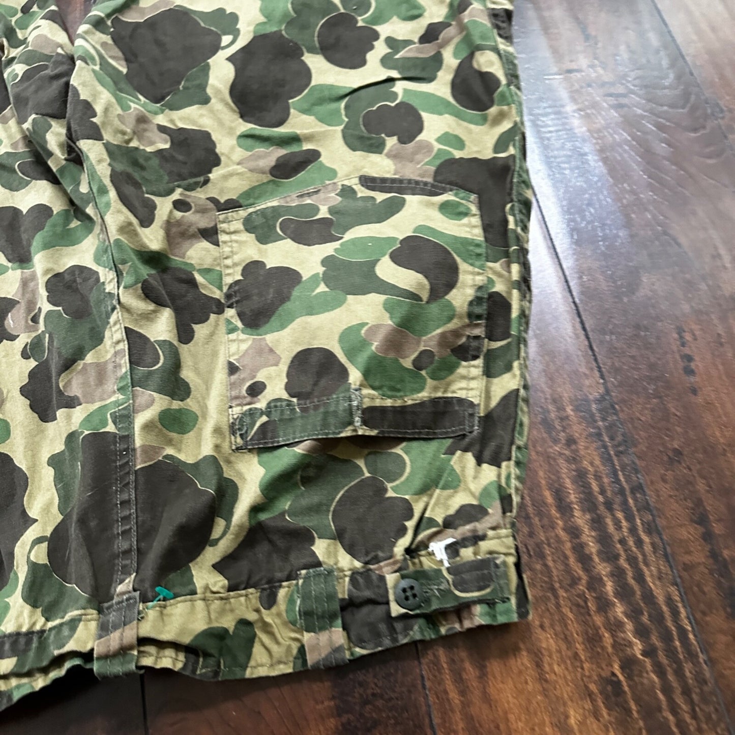 Vintage 60s 70s Sears Frog Skin Camo Pants Talon Zip USMC WWII Military 32x29