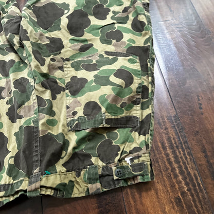 Vintage 60s 70s Sears Frog Skin Camo Pants Talon Zip USMC WWII Military 32x29